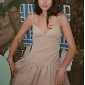 Zara NWT velvet spaghetti strap voluminous ruffle hem light pale pink mini dress thumbnail 9
