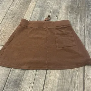 Brandy Melville Brown Skater Mini Skirt with Tie Front thumbnail 3