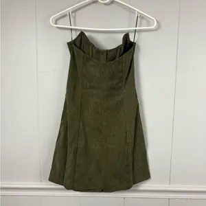 Urban Outfitters Cali Corduroy Strapless Corset Mini Green Dress Size Medium thumbnail 4