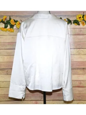 Sanctuary Ivory Button Front Collared Silky Blouse Top Size L V-Neck Career thumbnail 9