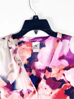 NATORI Multicolored Watercolors Short Sleeves Tunic Top Large Casual Flowy Artsy thumbnail 5