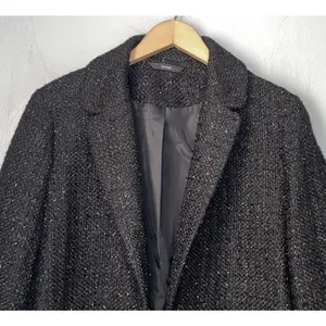 Black Silver Sparkle Tweed Jacket Women Size US 10 12 Formal Coat Event Evening thumbnail 3