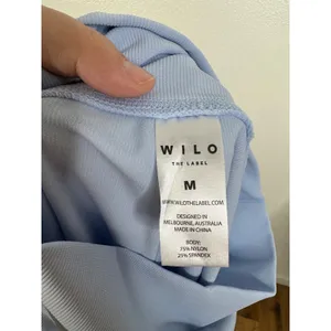 Wilo The Label Women Blue Ribbed High Waisted Biker Shorts Size M Athletic Gym thumbnail 3