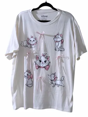 NWOT Disney Freeze Aristocats Marie Graphic Bow Detail Tee 2X thumbnail 1