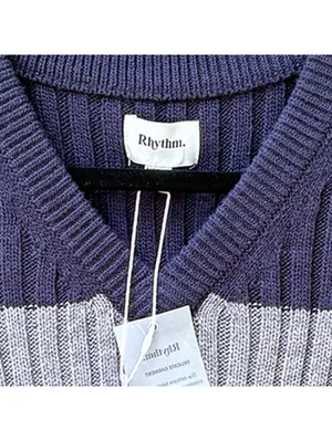 Rhythm Navy and Gray Ribbed Knit Sweater Vest thumbnail 2