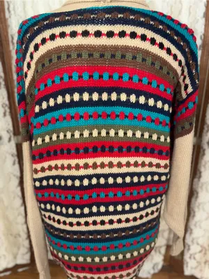 Super Cute Vintage 90s Together Striped Open-Front Dolman Sweater Cardigan thumbnail 6