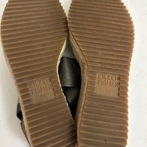Eileen Fisher Wedge Sandals Pewter 5.5 Women Espadrille Platform Metallic Lthr thumbnail 14