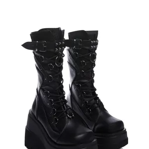 Women's Combat Boots High Chunky Platform Punk Gothic Motorcycle Boots size 37 thumbnail 5