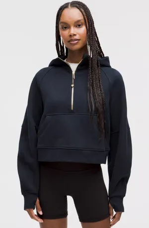 Lululemon Navy Blue Scuba Oversized Half Zip Hoodie XS/S LW3DM4S thumbnail 1