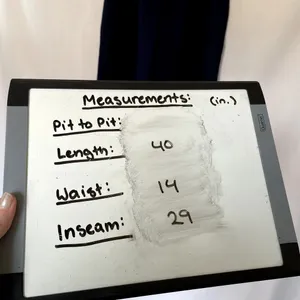Wide leg‎ navy blue trousers high waist pockets belt loops women's 28 inch waist thumbnail 3
