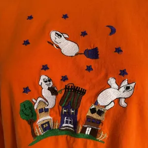 Vintage Halloween Haunted House 100% Cotton Long Sleeve Top Size M thumbnail 7