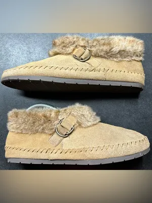 Target Merona Women’s Size 9 Faux Fur Lined Tan Suede Slippers thumbnail 2