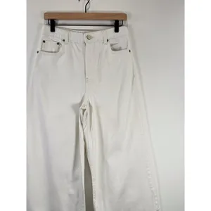 GANNI Womens Jeans White Denim Organic Cotton High Rise Cropped Wide Leg Size 27 thumbnail 6