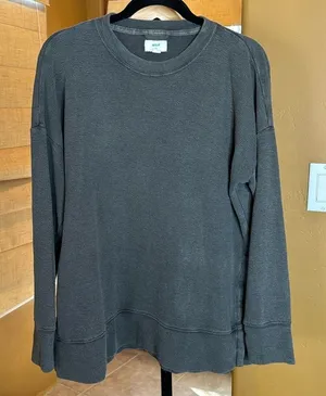 Aerie Gray Waffle Knit Pullover Oversized Size Small thumbnail 1