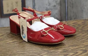 A New Day Womens Lucky Square Toe Mary Jane Heels Block 94305220 Red 7.5M thumbnail 1