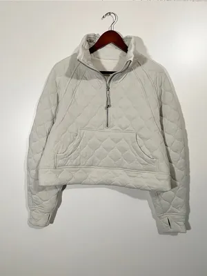 Lululemon Scuba Oversized Quilted Half Zip Size M/L Bone thumbnail 4