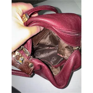 Valentina Italian Leather Burgundy Asymmetrical Crossbody Handbag Bag Purse Hobo thumbnail 6