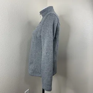 North Face Cresent Heathered Gray 1/4 Zip Women’s Sz M Pullover Purple Embroider thumbnail 5