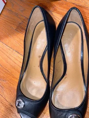 Coach Perry Peep Toe Black Wedge Sz 5.5 thumbnail 3