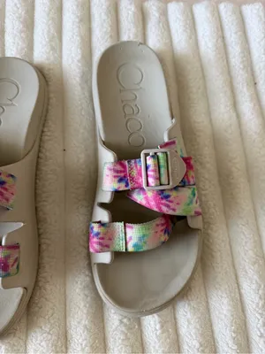 Chacos Chaco Slide Sandals with Pink & Green Tie-Dye Straps thumbnail 3