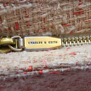 Charles & Keith Cream Tweed Asymmetrical Shoulder Bag thumbnail 6