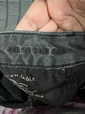 American Eagle Curvy Mom Washed Black High Rise Denim Jeans thumbnail 11