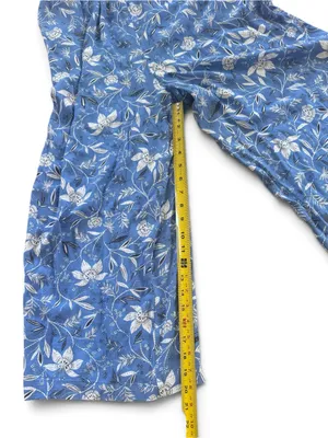 LOFT Blue Floral Smocked Wide-Leg Jumpsuit thumbnail 3