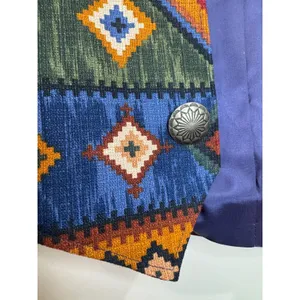Vintage Coldwater Creek Aztec Western Cotton Faux Buttons Vest sz M thumbnail 3