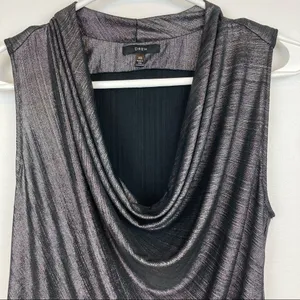 DREW Draped Neck Metallic Gray Sleeveless Top thumbnail 4
