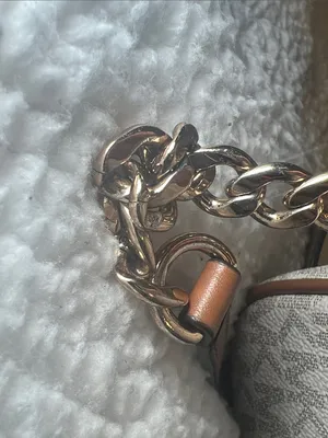 Michael Kors East West Logo Crossbody in Vanilla and Brown Trim thumbnail 6