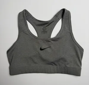 Nike Women's Gray Center Swoosh Racerback Dri-Fit Sports Bra Size M thumbnail 1