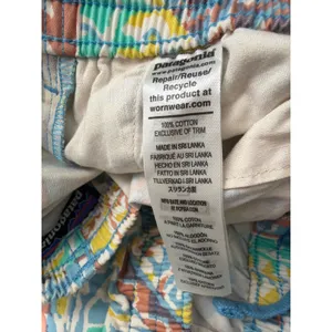 Patagonia Womens Baggies Shorts Abstract Geometric Print Blue Yellow Large thumbnail 9
