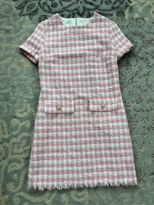 Bebop Tweed Mini Dress Pink White Small thumbnail 2