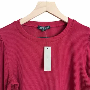 J. Crew Ribbed Puff Sleeve Crewneck Top Red Size Small NWT thumbnail 6
