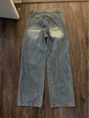 Lewkin Korea Light Wash Wide Leg Baggy Jeans Sz 28 thumbnail 3