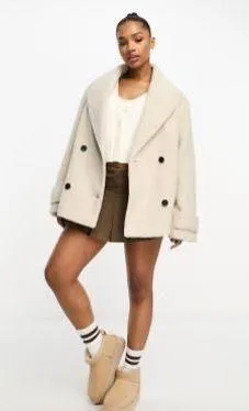 Pea Coat In Cream  thumbnail 1