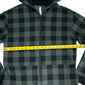 Fabletics Jumpsuit Women S Green Buffalo Plaid Fleece Hooded Pajamas Cabincore thumbnail 4