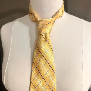 London Style City Of London Men's Tie Silk Geometric Gold Multicolor Designer Office Stripe thumbnail 1