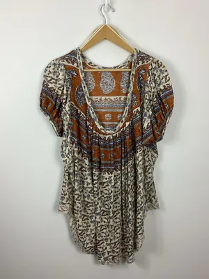 Free People Paisley Puff Sleeve Top Size Small NWT thumbnail 6