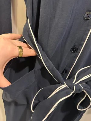 Petite Plume 100% Pima Cotton Polo Pajama Jumpsuit Navy thumbnail 7