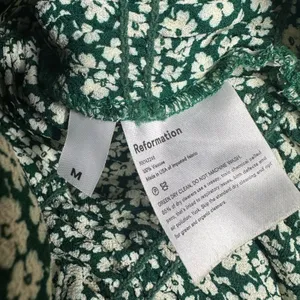Reformation Ayla Smocked Floral Top Women's Green Size Medium thumbnail 6