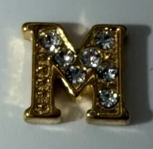 Origami Owl Floating Locket Charm Womens Small Gold Crystal Initial M Jewelry thumbnail 1