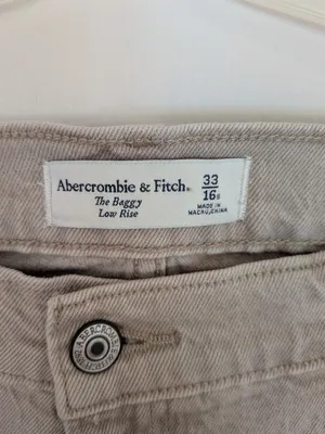 Abercrombie & Fitch The Baggy Low Rise Taupe Jeans Size 33 16 Regular NWT XL thumbnail 6