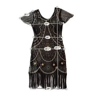 Yessa Flapper Dress Women L Black NEW 1920s Gatsby Sequin Fringe Art Deco Party thumbnail 6