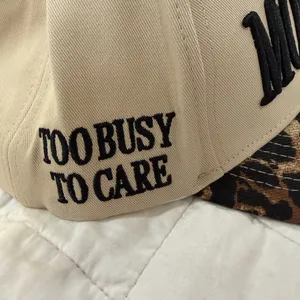 Mommin' (Too Busy to Care) Cream and Leopard Baseball Cap thumbnail 2