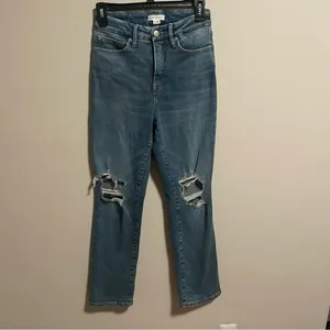 Good American Good Vintage High Rise Distressed Straight Leg Jeans- Size 0 (25) thumbnail 4