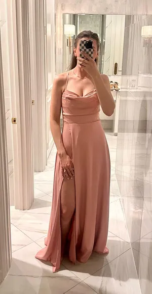 Lulus So Loving Pink Satin Pleated Lace-Up Back thumbnail 2