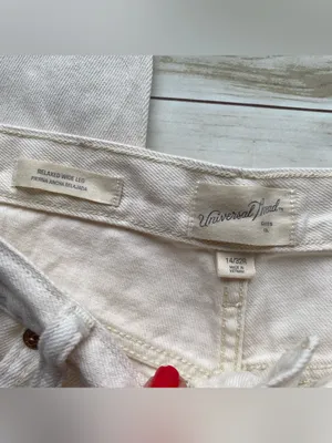 Universal Thread relaxed wide leg 100% cotton putty colored denim jeans 14 32 thumbnail 3