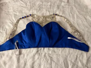Kids Embellished Royal Blue Jewel Crop Dress Top thumbnail 5