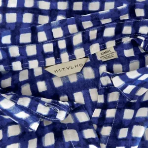 Anthropologie 11.1 TYLHO Adanne Tunic Top Shirt Blue White Gingham Plaid X-Small thumbnail 10